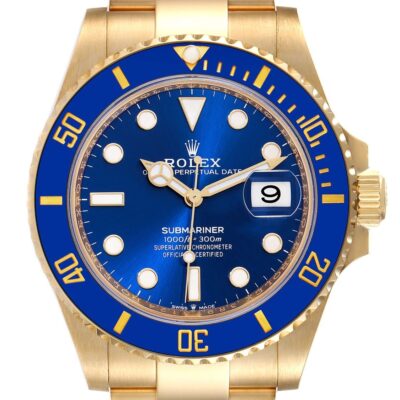 Rolex Submariner yellow gold blue mens watch