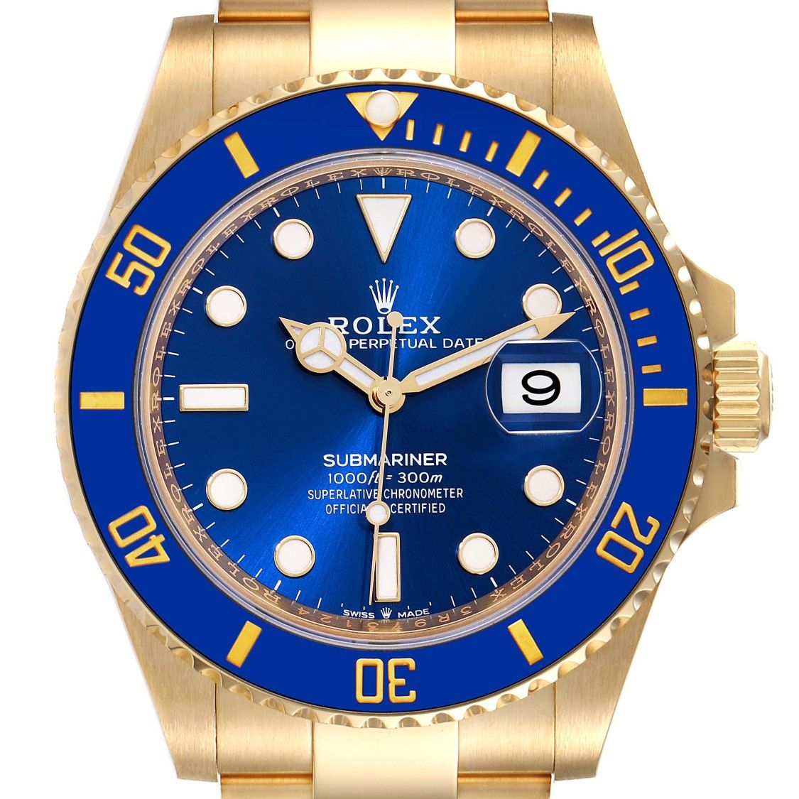 Rolex Submariner yellow gold blue dial men's watch2 Rolex Submariner yellow gold blue mens watch