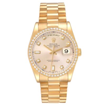 Rolex gold diamond bezel men's watch